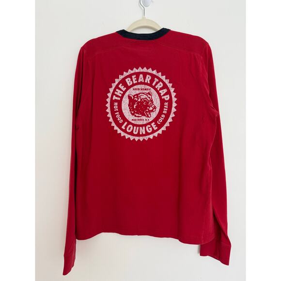 Vintage Abercrombie & Fitch Shirt Men's Medium‎ Red Blue Muscle Bear Trap Lounge - Picture 1 of 12